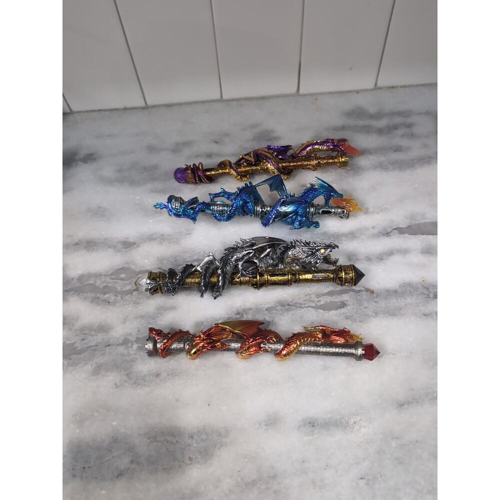 The Hamilton Collection Wands Of Wonder, Lot‎ Of 4, Magical Dragon Wands, Flaw